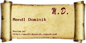 Mendl Dominik névjegykártya